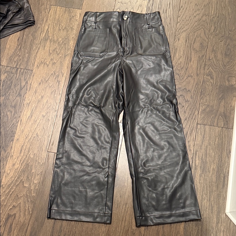 Mauve Charcoal Faux Leather Pants